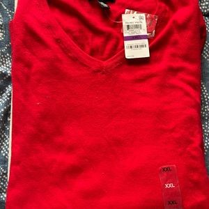Alfani Men's Merino Blend Solid  V- NeckSweater Cherry Candy in Color. BNWTS!!